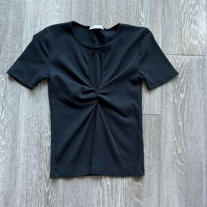 New Zara cutout black fitted short sleeve top S